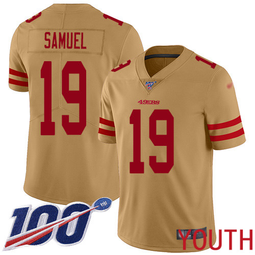 San Francisco 49ers Limited Gold Youth Deebo Samuel NFL Jersey #19 100th Season Vapor Untouchable Inverted